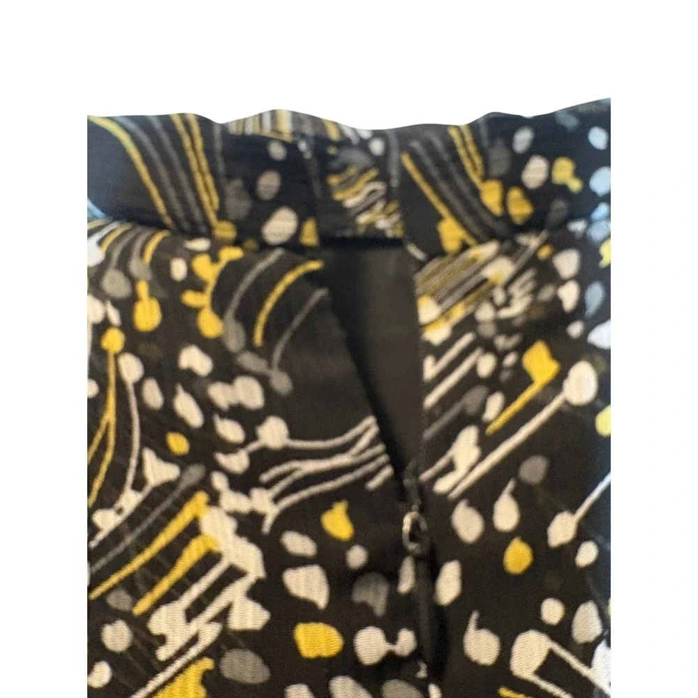 Sag Harbor Womens Abstract Print A-Line Midi Skirt Black‎ Yellow Size Medium